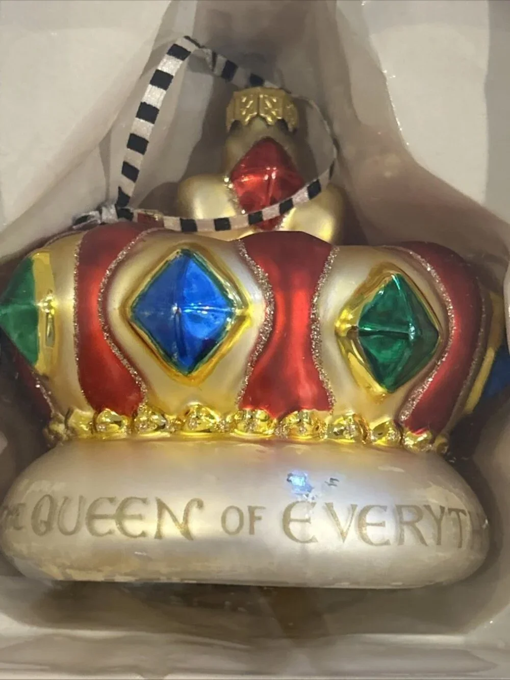 Mary Engelbreit The Queen Of Everything Crown Glass Ornament in Box Kurt Adler